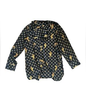 Zara Black Top with Gold and Brown Tiger Design